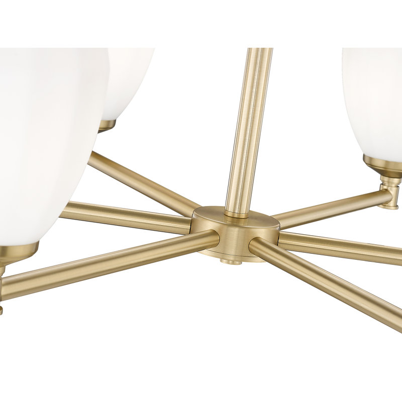 Lustre moderne Mattera, H 18,25 po x l 32 po x P 32 po, Doré, Six lumières