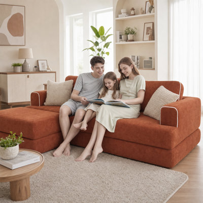 Boneless 71" Modular Sleeper Sectional Sofa with one Ottoman