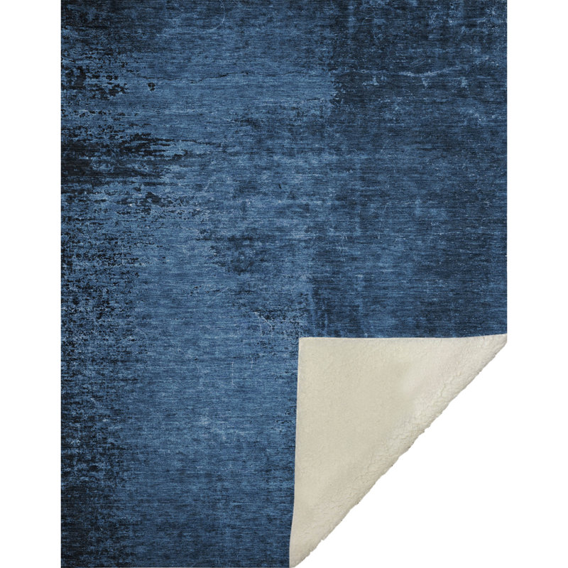 Addison Machine Washable Sherpa Throw Blanket, Marine, Abstract Monochromatic
