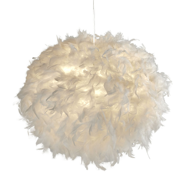 33cm H Feather Novelty Pendant Shade ( Uno ), White