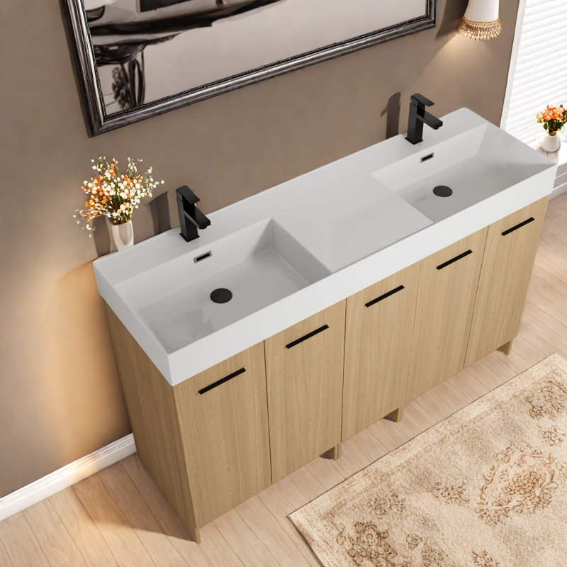 Meuble-lavabo moderne 60 po (doit inclure le meuble-lavabo et le lavabo) avec rangement