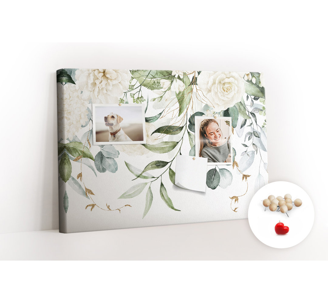 Wall Mounted bulletin board print decorative wall message pin boards home office corkboard Nature leaves