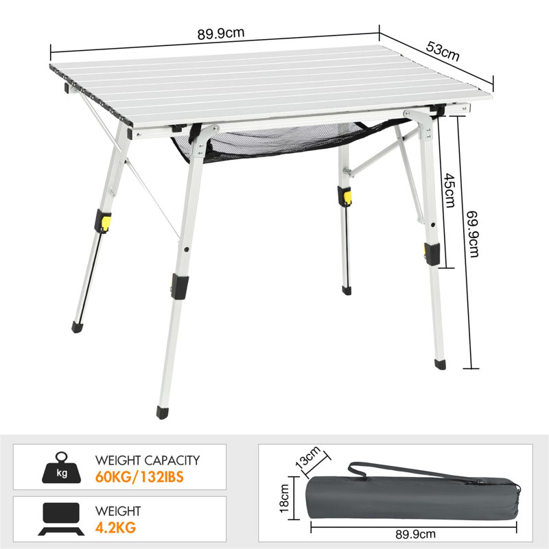 Rectangular Outdoor Picnic Table, Silver