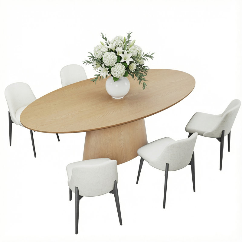 Nina 7-Piece Oval Dining Table Sets, Oak