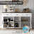 63" Large Buffet Sideboard Cabinet With 3 Drawers, Kitchen Buffet Table