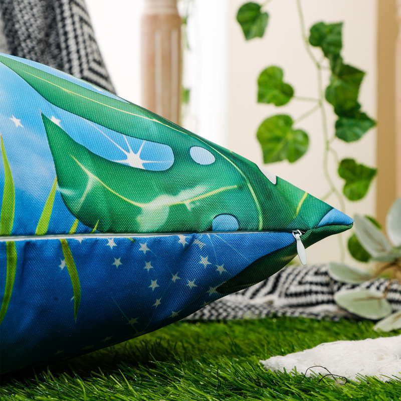 Indoor / Outdoor Animal Print Blue Square Cushion Cover