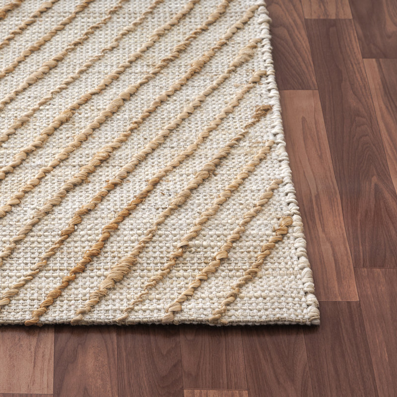 Tapis transitionnel transitionnel ivoire / brun clair en jute tissé à la main