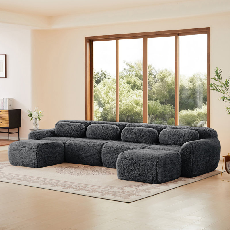 Canapé en forme de U sans os 32D haute densité, conception anti-dérapante du fond, aucun assemblage requis, conception ergonomique, emballage sous vide à compression complète