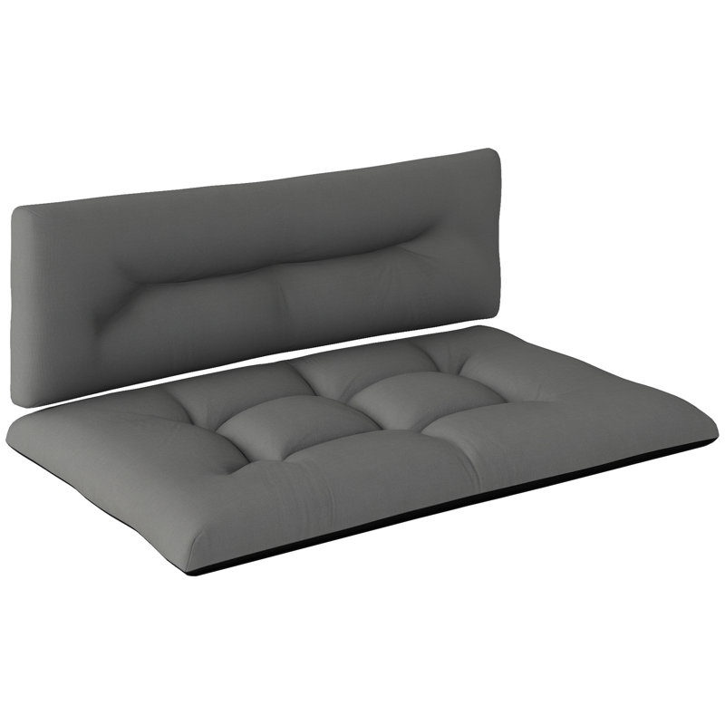 Ensemble de 2 coussins pour canapé en palettes, en polyester, 2 coussins de rechange pour l'extérieur, noir et gris foncé, capitonnés de 9,9 cm (3,9 pouces), résistants à l'eau