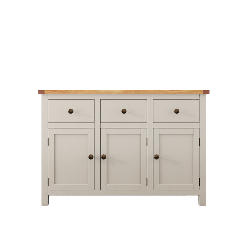Buffet en bois massif (long), Gris foncé