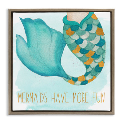 Mermaids Have Fun  Framed Floater Canvas Wall Art by Elizabeth Medley