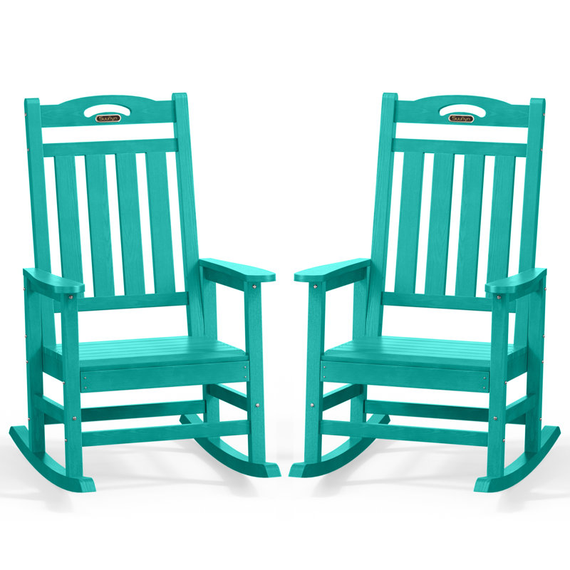 Chaise berçante en PEHD à bascule Adirondack, Bleu lac