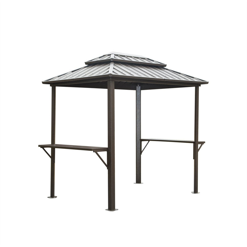 Extérieur 8 pi L 6 pi. D Pavillon de jardin en métal, Brown