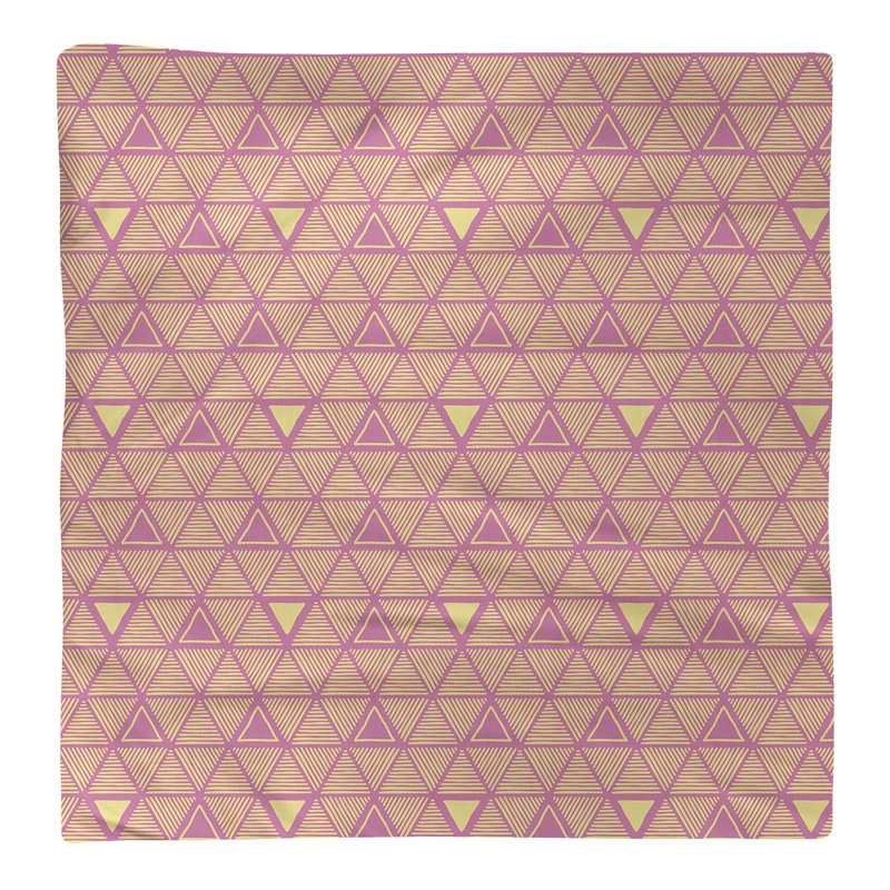Serviette de table en coton à triangles dessinés à la main, Rose/jaune, H 0,1 po x l 22 po x P 22 po