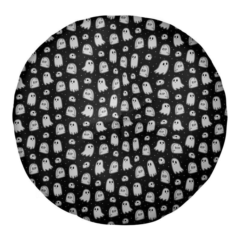 Coussin de sol rond Katelyn Elizabeth, 26 po x 26 po, Noir / blanc