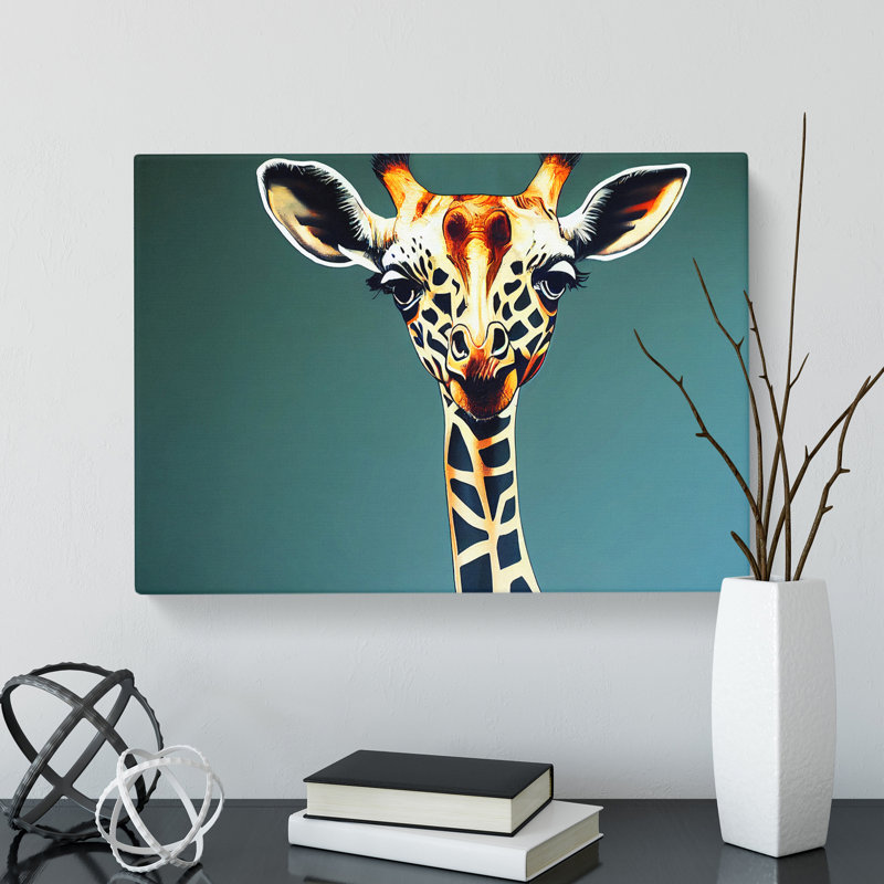 Giraffe Portrait - Wrapped Canvas Print, 35cm H x 50cm W x 3cm D