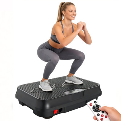 Slim & Quiet Vibration Plate – Black Full Body Fitness Machine with Adjustable Speed, Resistance Bands for Home Gym Workout, Weight Loss & Muscle Toning