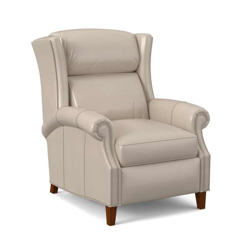 Broderick Recliner, #9 Pewter, Aline Light Gray Stonewash Genuine Leather, New Classiques