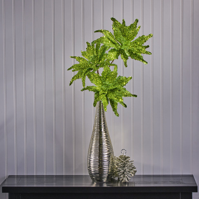 Tige de poinsettia à paillettes 22 "22", Vert