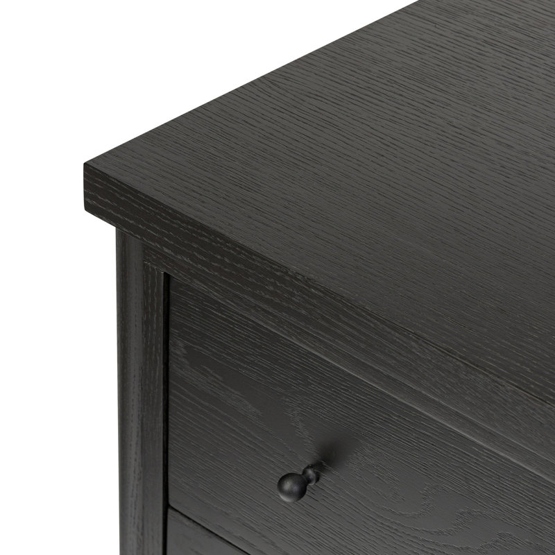 ROARK 2 - Drawer Solid Wood Nightstand, Ebony Oak