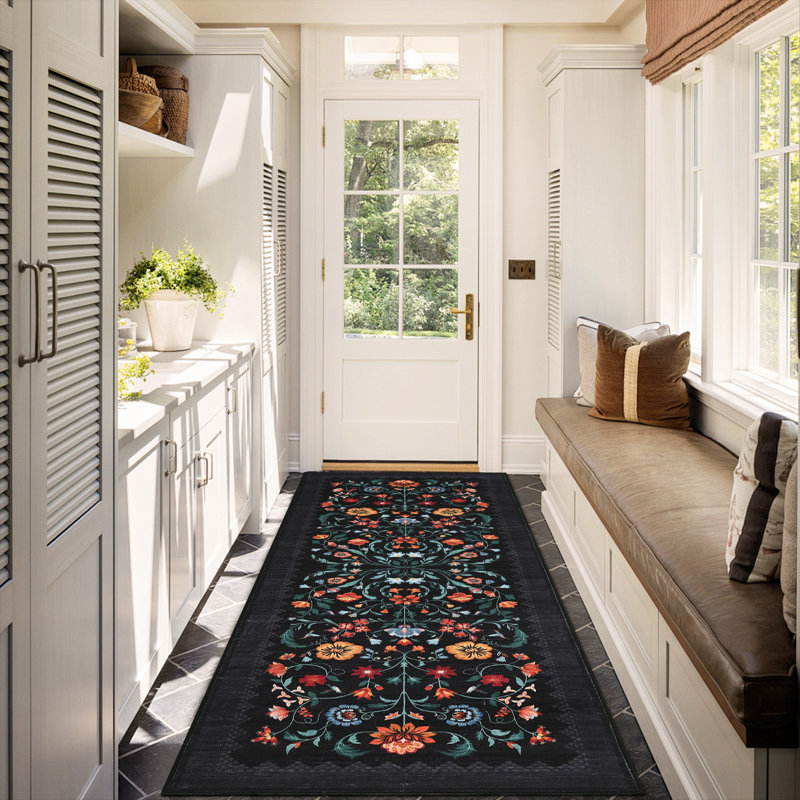Tapis de sol antidérapant Floral, Tapis de couloir 2 pi x 6 pi