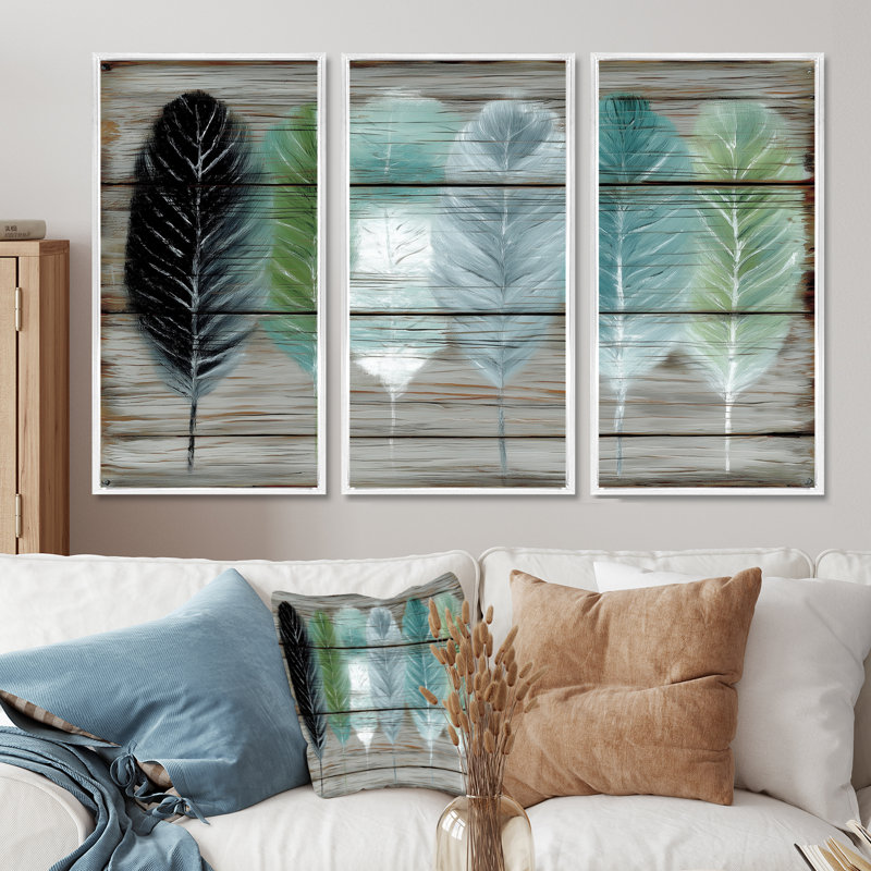 Ensemble de salon Boho, H 40 po x l 60 po, Reproduction avec cadre flottant, Blanc