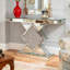 Mirrored Glass Console Table with Crushed Diamond Inlay