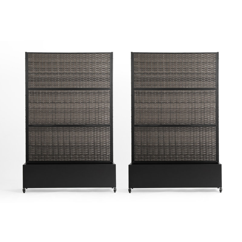 Boîte à fleurs en métal avec treillis et roues Oren, H 70,8 po x l 47,2 po x P 15,7 po