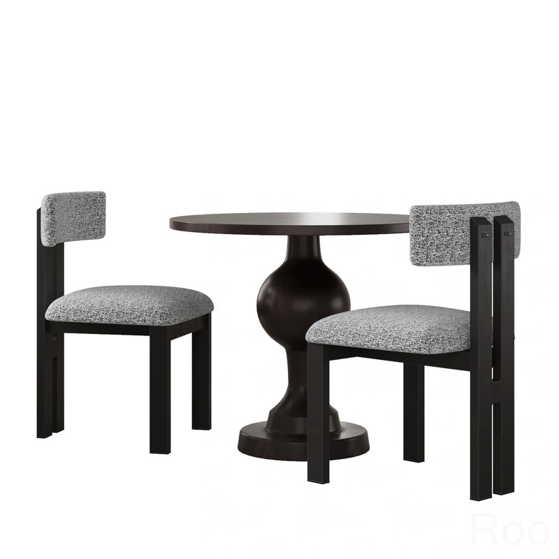 Ensemble de salle à manger 3 pièces, chaises rembourrées avec pieds en métal et table de salle à manger ronde