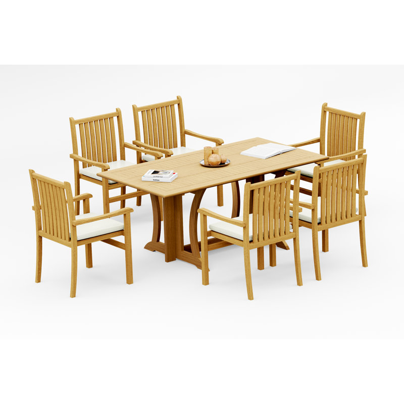 Teak Wood Patio Dining Set with, 6