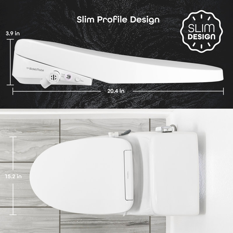 BidetMate 3000 Series Electric Toilet Seat Bidet with Unlimited Heated Water, Remote, and Adjustable Warm Air Dryer - Adjustable and Self-Cleaning - Fits Elongated Toilets
