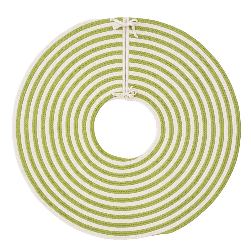 Candy Cane Round Holiday Tree Skirt Striped Polypropylene Tree Skirt, 0.5" H x 50" W, Green