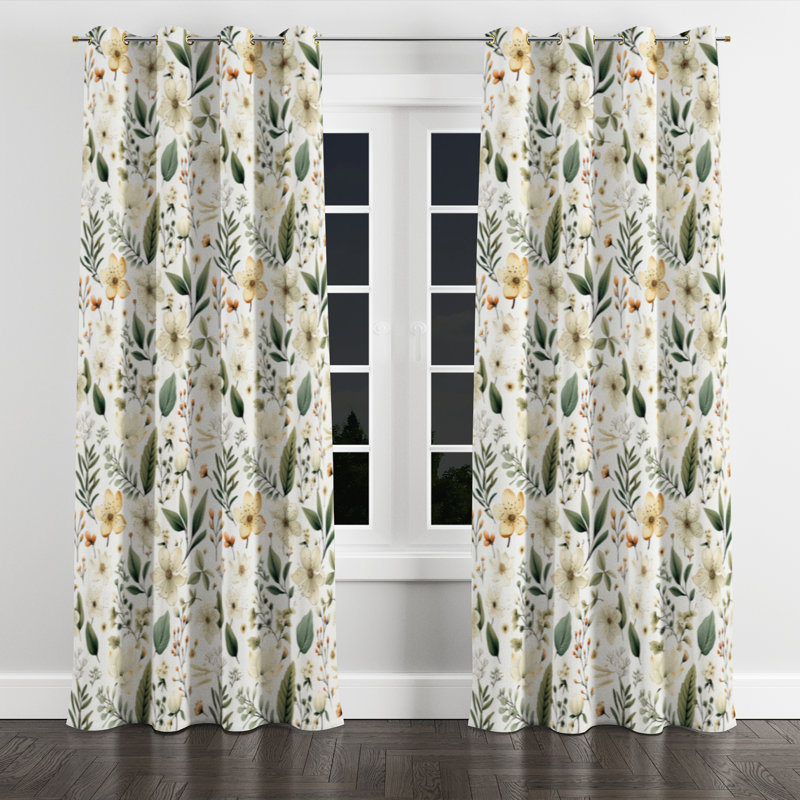 Botanical Neutrals Boho Motif I - Rideau occultant avec œillets - 1 panneau, L 52 po x L 120 po