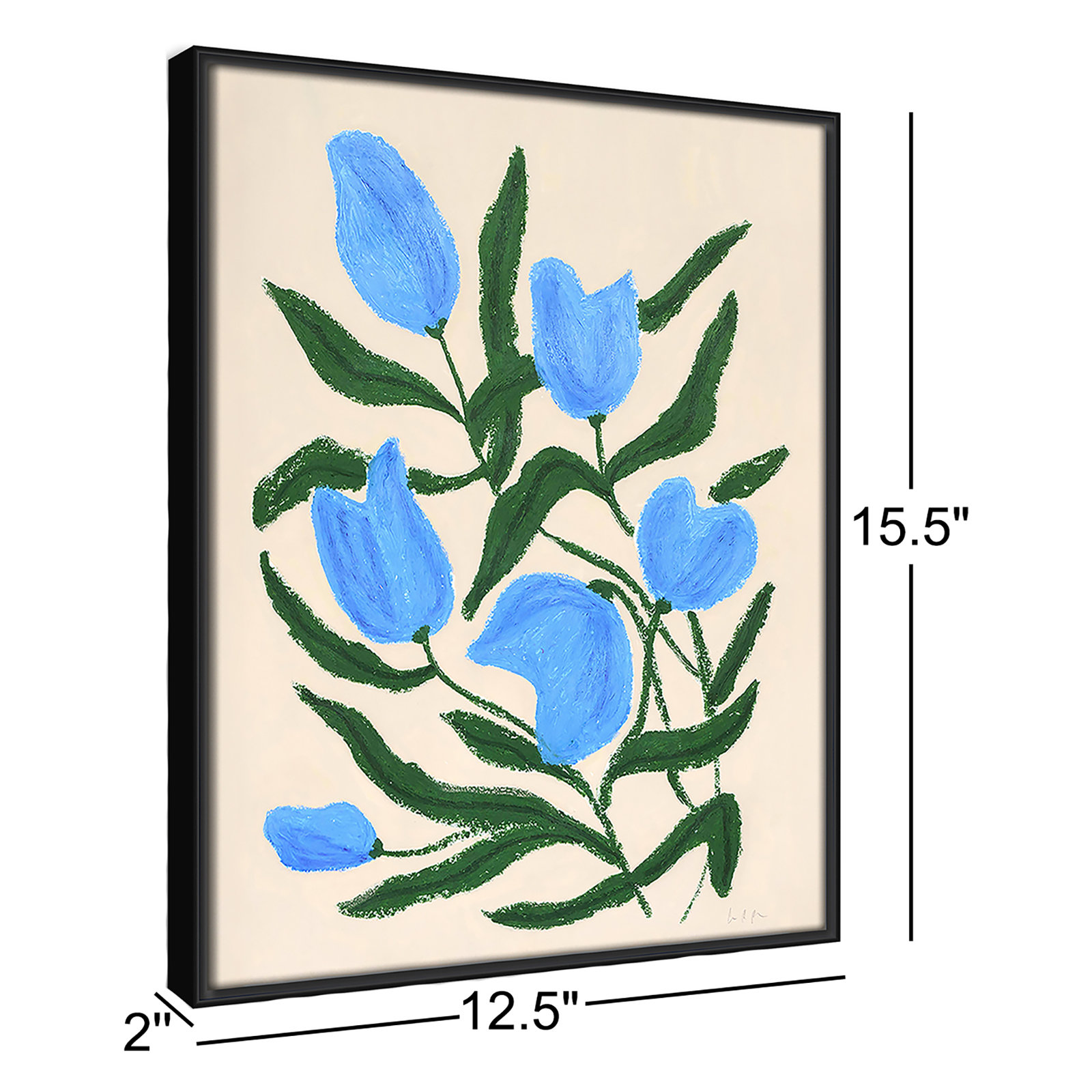 Blue Tulips Print by Camilla Bergqvist, Espresso, 15.5" H x 12.5" W