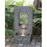 32" H Rectangular Waterfall Fountain with Warm White LEDS