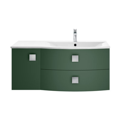 Hudson Reed Sarenna 1000mm Right-Hand 1 Door 2 Drawer Hunter Green Wall Hung Cabinet With Curved Basin