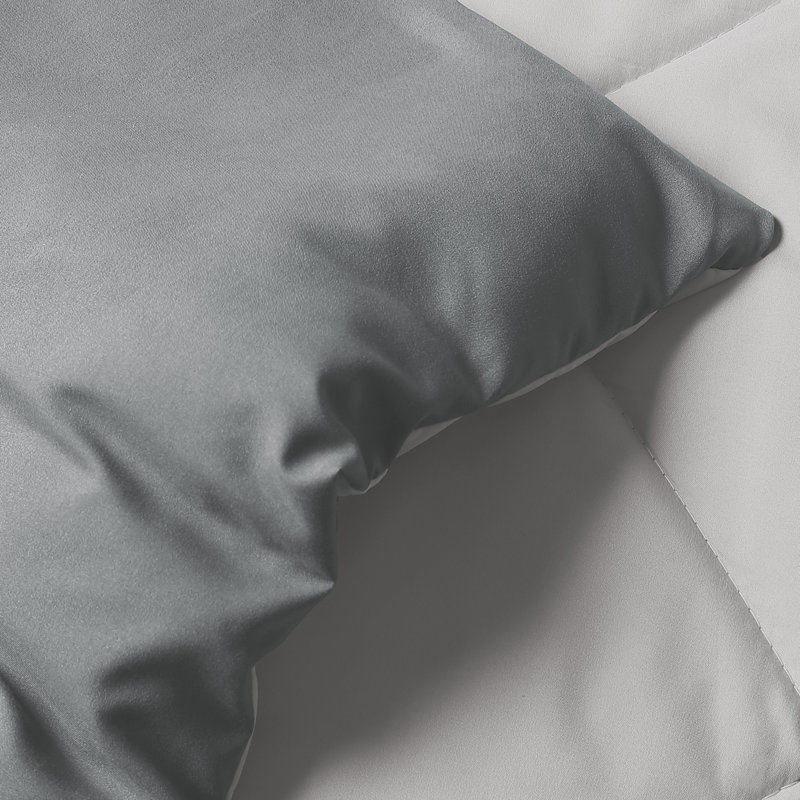 1800 Series Reversible Down-Alternative Comforter Set, Charcoal / Silver, Full / Queen Comforter + 2 Standard Shams