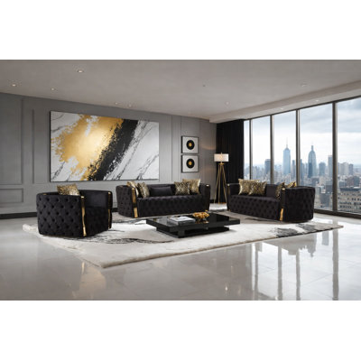Doruk 3 - Piece Velvet Living Room Set by House of Hampton