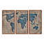 Ancienne carte du monde I - 3 pièces sur toile, cadre flottant-1008748014-1052903367