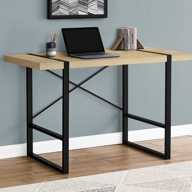 Fullilove Computer Desk, Home Office, Laptop, 48"L, Work, Metal, Laminate, Contemporary, Modern, Natural/Black