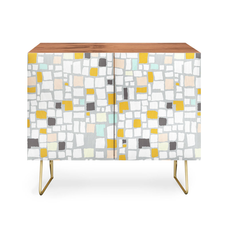 Gabriela Fuente Geometry 2 Door Credenza Cabinet, Brown