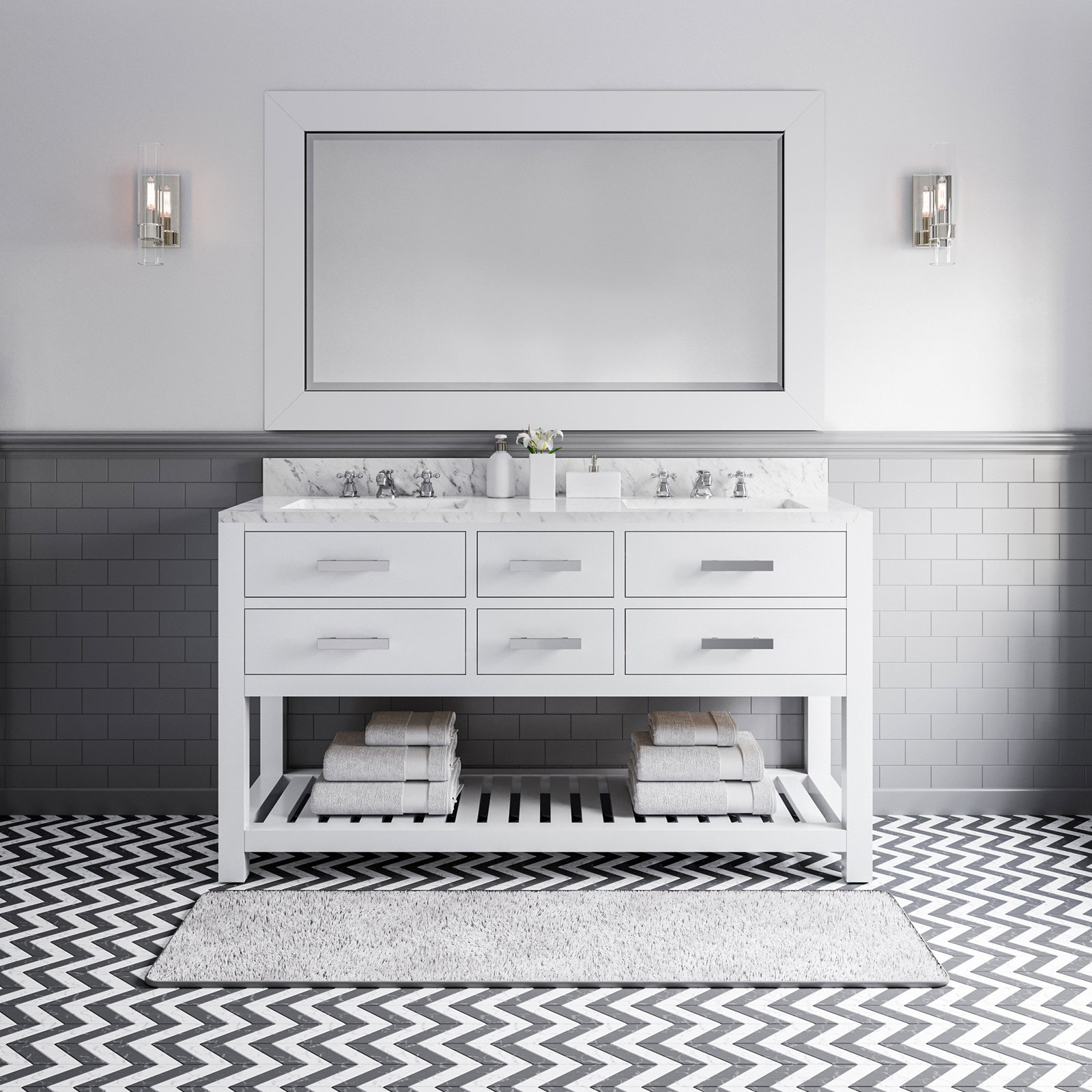 Cronin 60'' Double Bathroom Vanity, Pure White