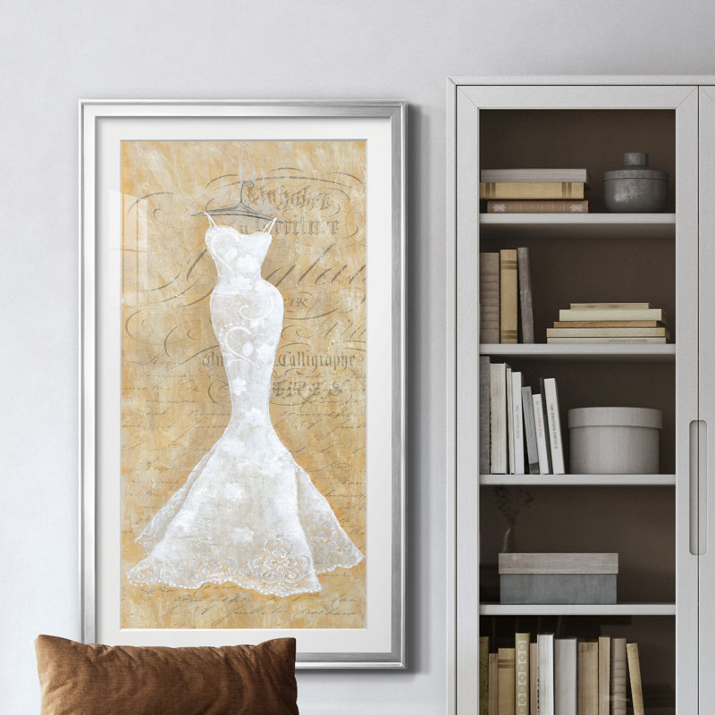 «Silver Wedding IV» - Peinture encadrée, Argent, H 10,5 po x l 18,5 po x P 1,5 po