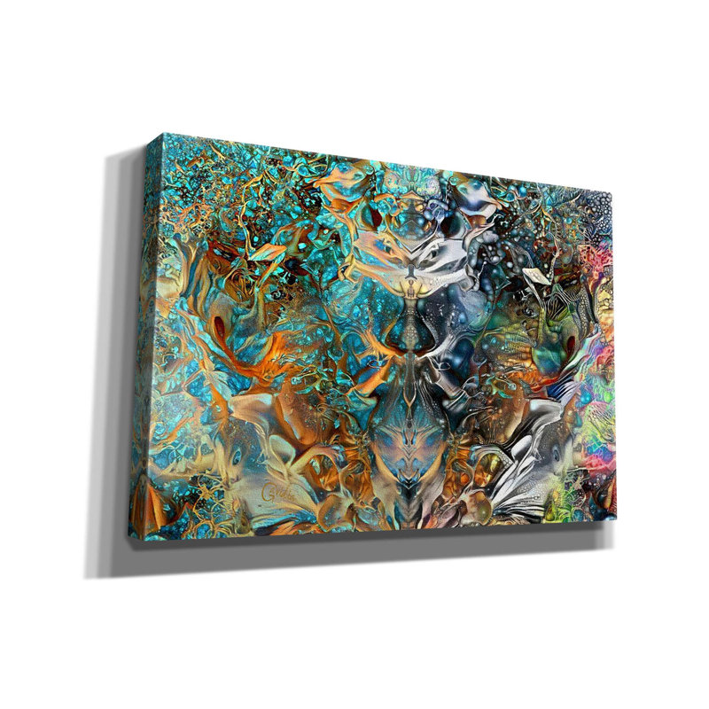 «Jade Mask On Canvas» par Pedro Gavidia, reproduction, H 18 po x l 26 po x P 0,75 po