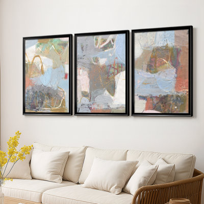 Minim I  -Custom Framed  Wrapped Gallery Canvas - 3 Pieces