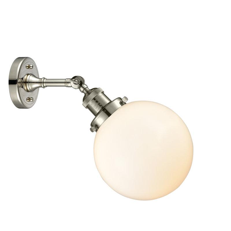 Clementina Dimmable Bath Sconce, Matte White Cased, Polished Nickel, Bulb Not Included