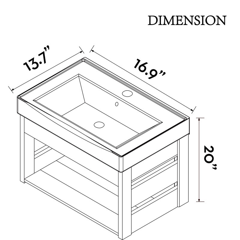 Meuble-lavabo simple 16,9 po Maycie avec comptoir en céramique Maycie