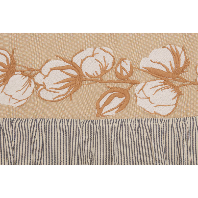 Ashmont Khaki Tan Cotton Shower Curtain with Ruffled Edge