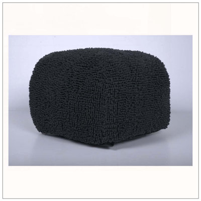 Repose-pieds carré en microfibre chenille gris anthracite