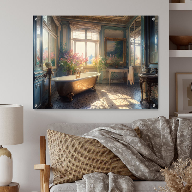 1900S Old Paris Bathaign Time Tales III - Art mural en acrylique floral pour salle de bain, H 30 po x l 40 po